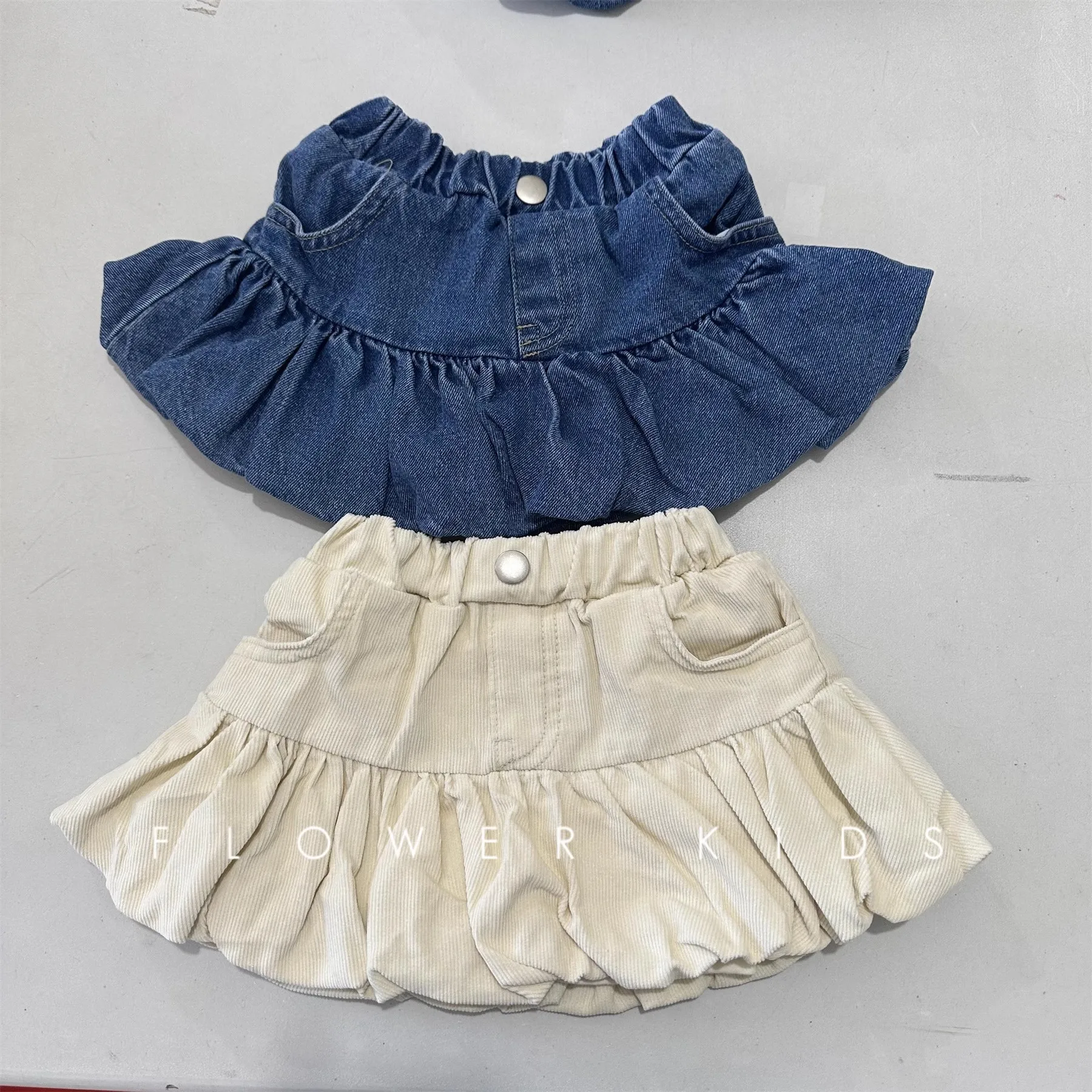 2025 Summer New Baby Girl Denim Skirts Kids Girls Ruffle Pleated Princess Tutu Skirts Infant Pettiskirt Baby Denim Pants Skirt