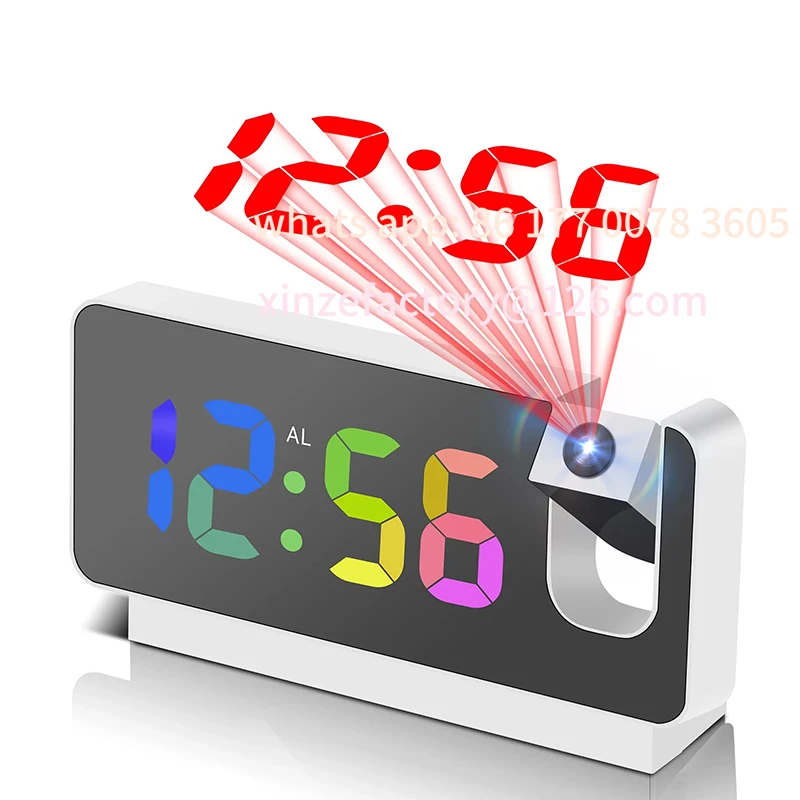 

Customizable Projection Alarm Clock Desk Clock with Large Color LED Display Rotatable Ceiling/Wall Projector for Bedroom Office