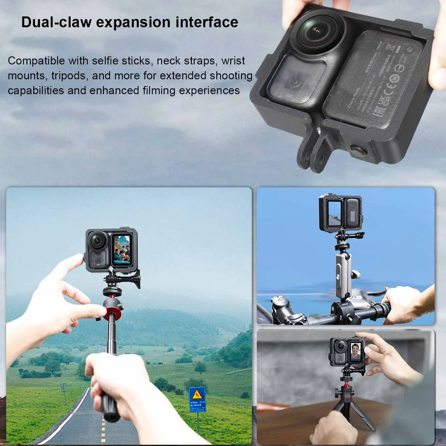 

Mount Adapter for DJI osmo nano Protective Frame Cage Kit with two-claw interface Action Camera for Tripod Selfie