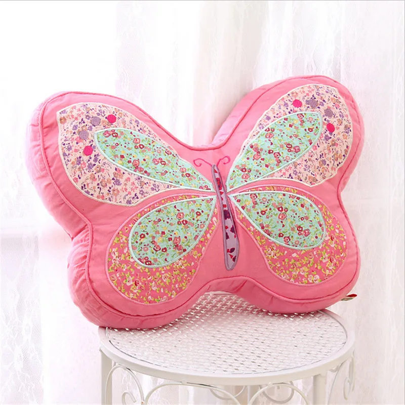 

30x40cm Cotton Quilt Cushion Pink Butterfly Shape Pillow Sweet Cartoon Sofa With Core Waist Girls Bedroom Decor