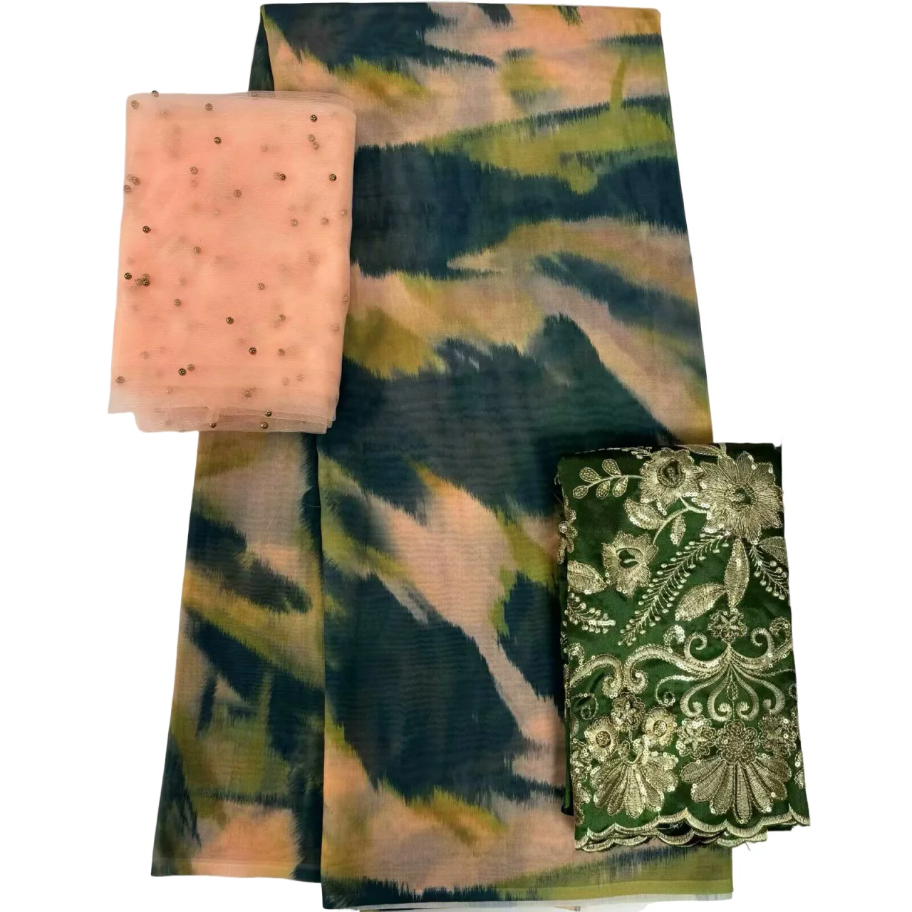 Beautiful 2+5+2 Yards African Lace High Quality Printing Cotton Swiss Voile Lace Fabric Match George Fabric And Bead Scarf Set