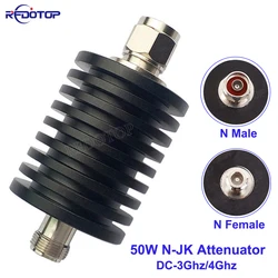 50W N-JK Type Attenuator DC-3Ghz/4Ghz 1/2/3/5/6/10/15/20/30/40/50db N Male Plug to Female Jack RF coaxial Power Connector 50ohm