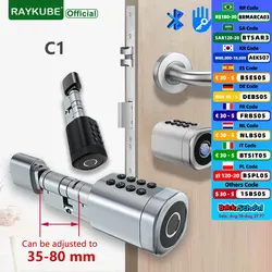 RAYKUpunC1-Serrure de porte intelligente Tuya BLE TT, avec 2 voies, intervalles réglables, longueur, empreinte digitale, mot de passe, clé, déverrouillage de la carte IC