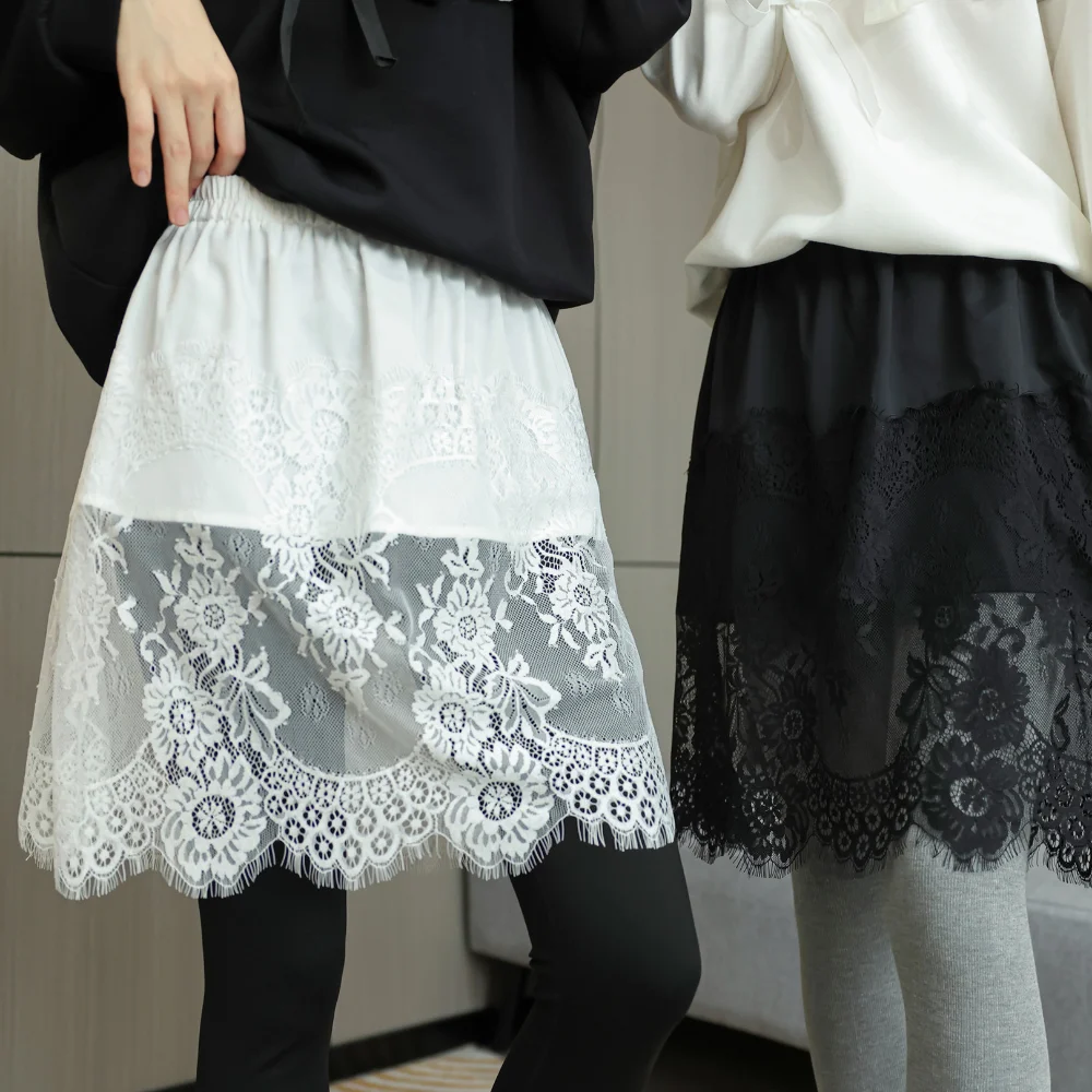 

Embroidery Flower Women's Lace Underskirt Slips Anti-glare Oversized Short Safety Skirt Petticoat Streetwear Mid Length