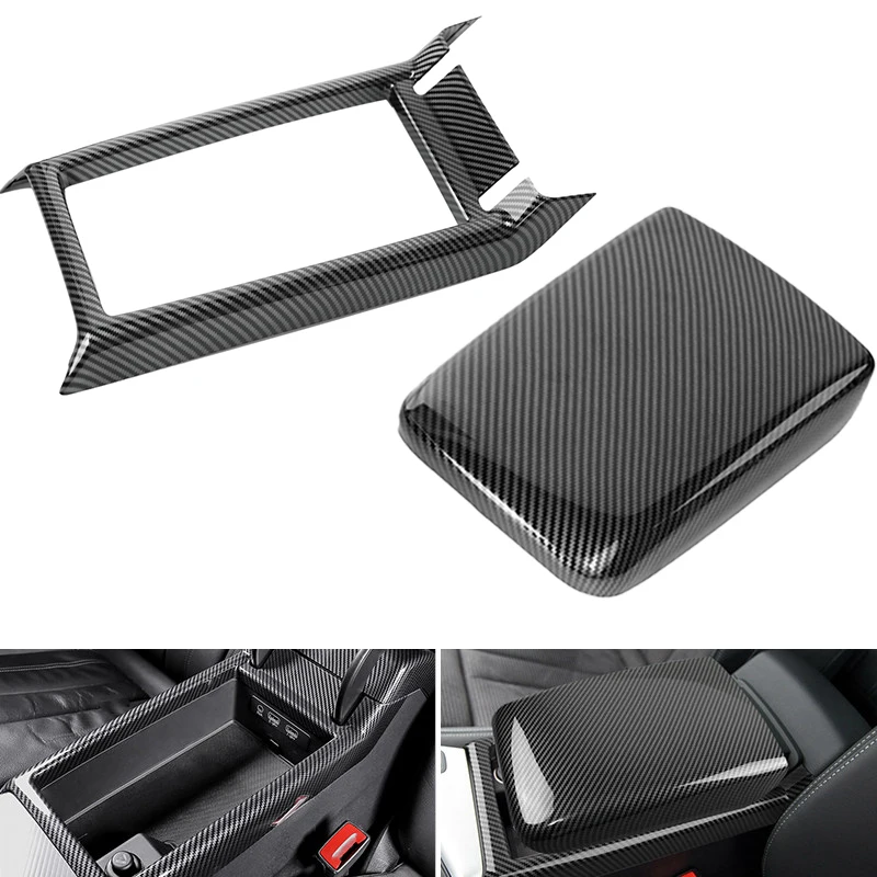 

For Audi A4 B9 A5 2017 2018 2019 2020 2021 Inner Center Console Armrest Box Base Frame Cover Car Accessories Carbon Texture Trim