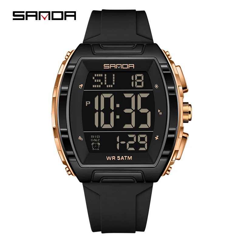 SANDA SD6286 Men Electronic Watch Multifunction Watches Clock Silicone Strap Unisex Luxury Digital Wristwatches Sport Waterproof