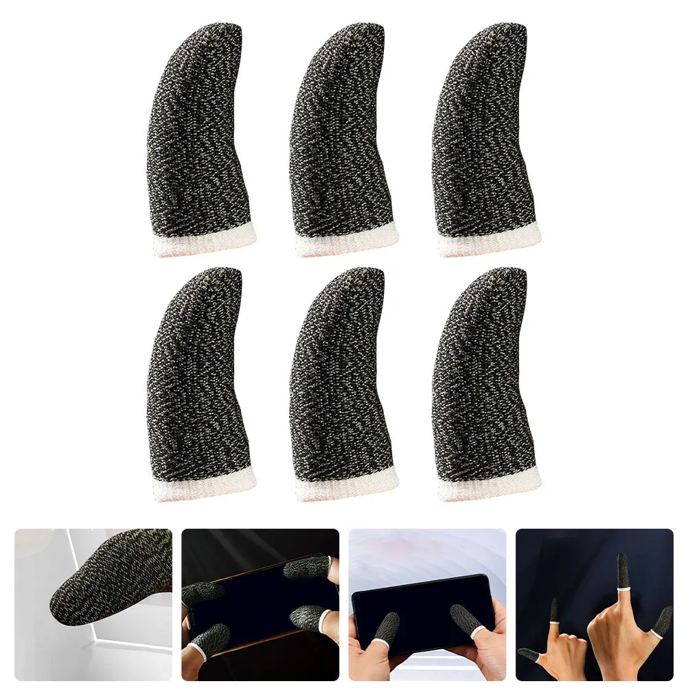 

Набор из 6 игровых напальчников для мобильных игр: дышащие, эластичные, антипотные, для сенсорных экранов, черные