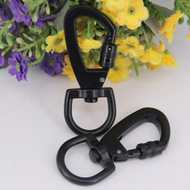 Multifunctional D-type Buckle Auto Locking Carabiner With Swivel Rotating Ring For Outdoor Keychain Pet Leash Hook 2.9*7.3cm