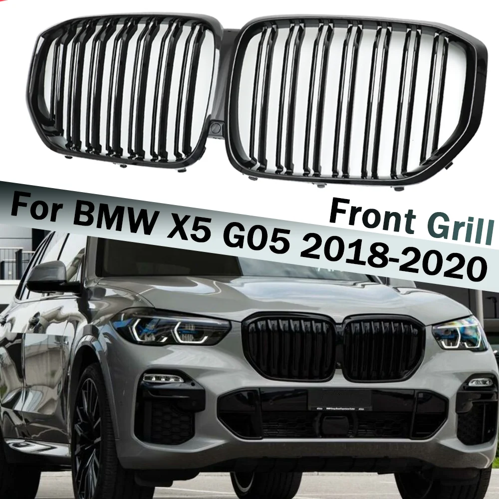 

Car Front Bumper Kidney Grill For BMW X5 G05 2018-2022 M Performance Style Racing Grill Double Line Glossy Black Car Accessories