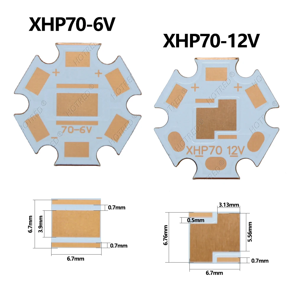 LEDランプ用ヒートシンク,銅パネル,PCB,xpg 2,xpe2,xxml2,xhp50,xxhp70,t6,3535, 10w,5050-l2,xpe,xte,16mm 20mm、5個