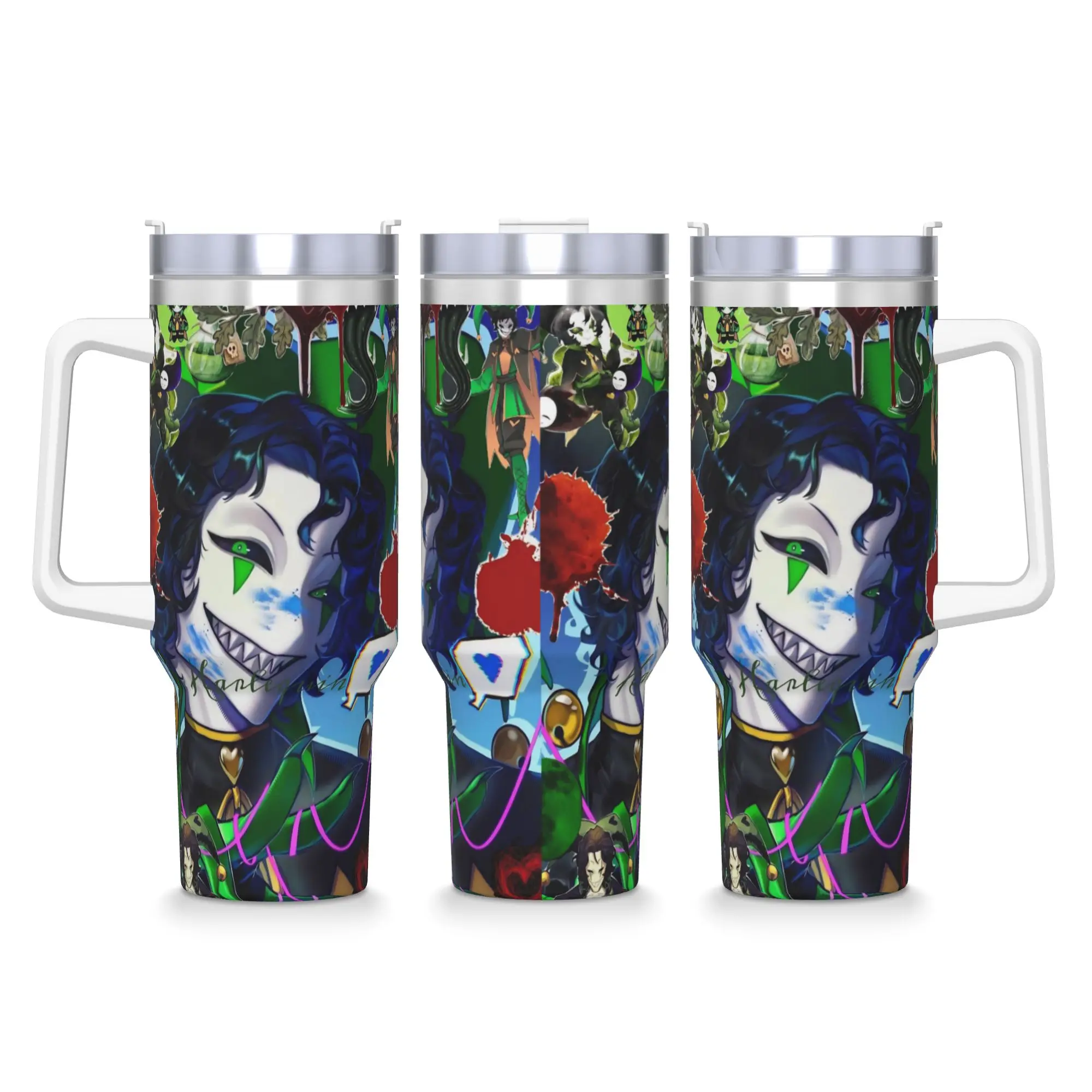 Vaso de Acero Inoxidable de 40 oz, Taza de Café F-Freak Circus Harlequin, Taza Aislada para Bebidas Frías, Taza para Auto, Botella de Agua para Viaje