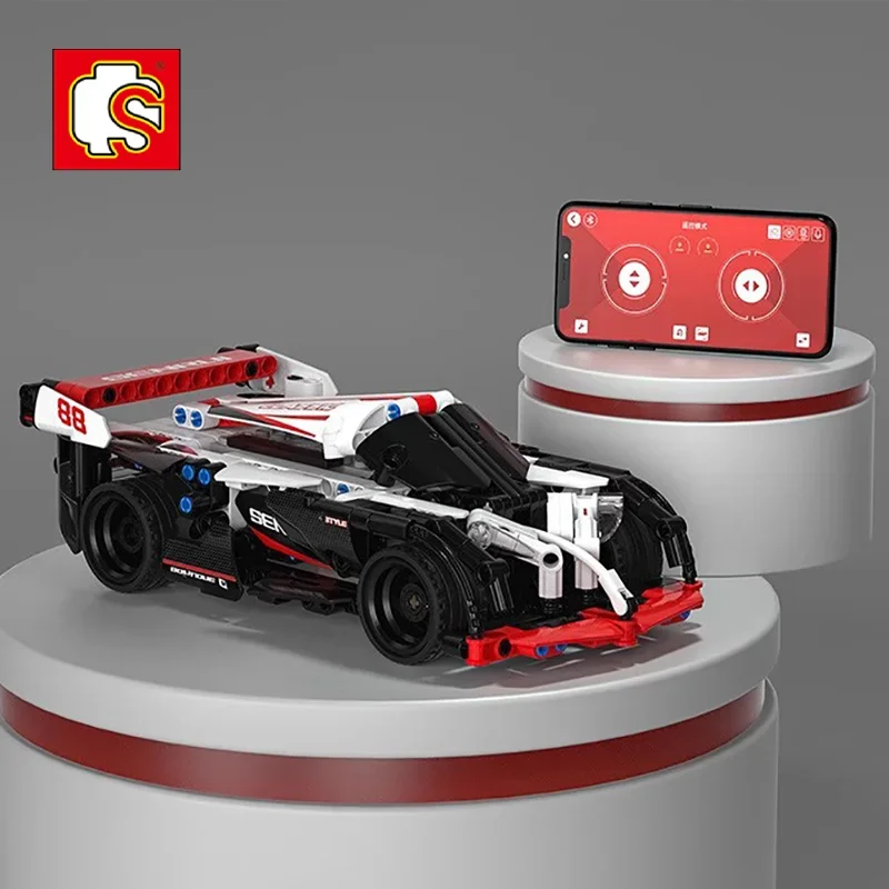 SEMBO White Legend Series Remote Control Puzzle Block Programmable Classic Sports Car Model Collect Gifts Desktop Decoration