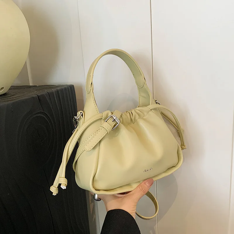 

Vintage Bag Women's Pouch Drawstring Pleated Messenger Portable Shoulder Bag Ladies Hand Bags Handbags Crossbody