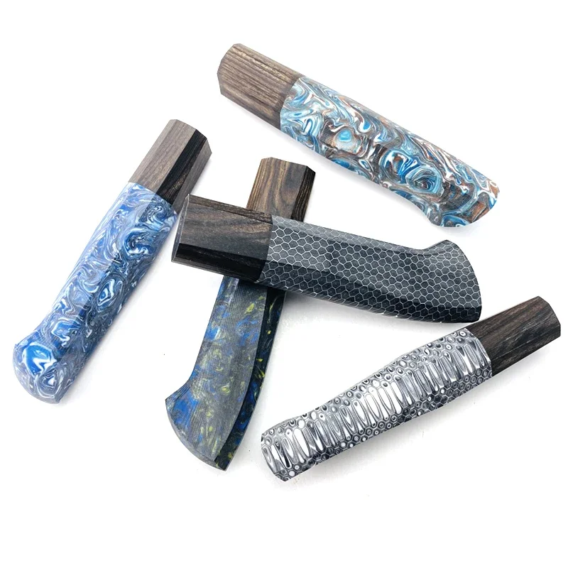 Wa مقبض خشب الأبنوس مقبض الحرف المثمنة دليل DIY بها بنفسك شبه النهائي دمشق مقبض سكين اكسسوارات تجديد المطبخ #2