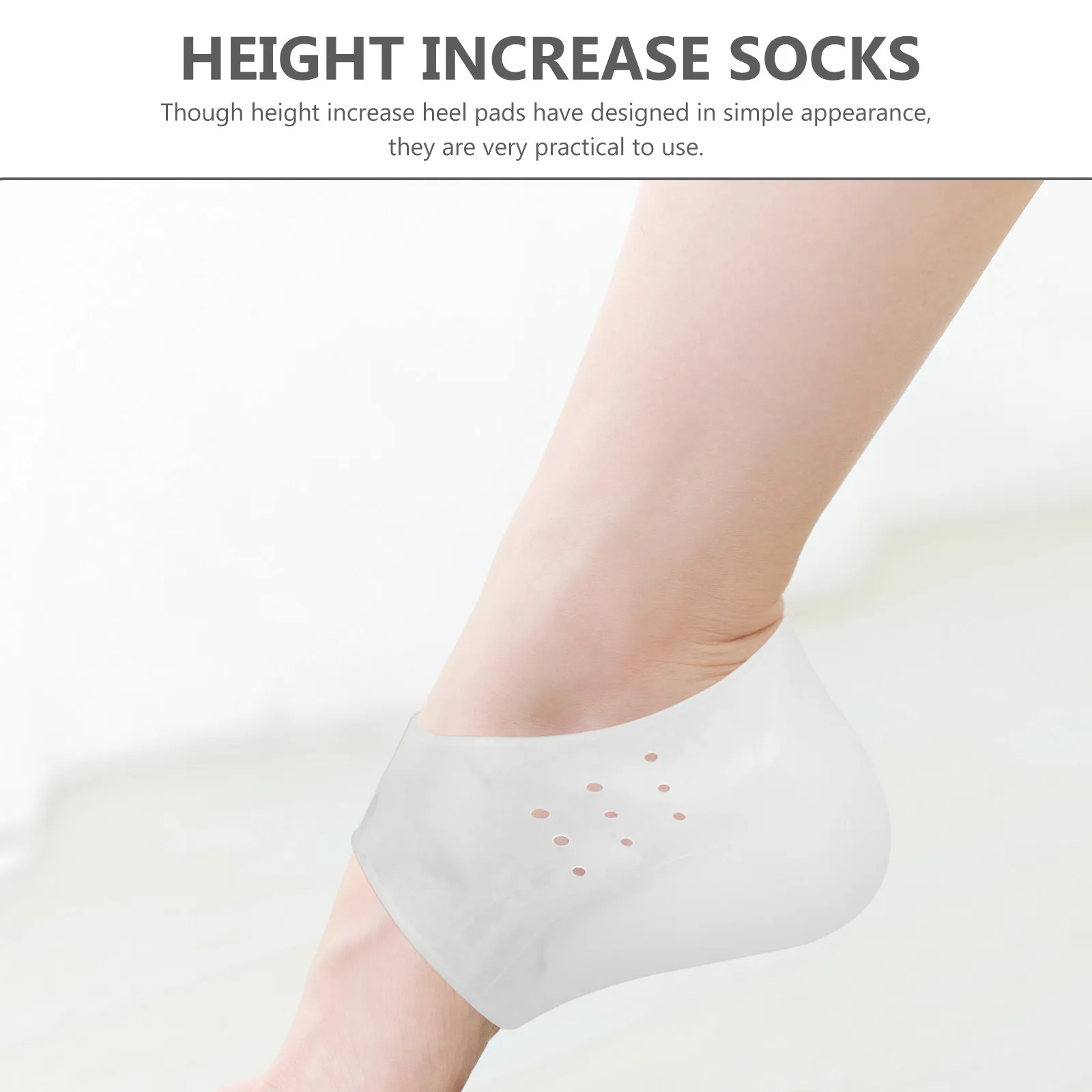 1Pair Invisible Height Increase Silicone Heel Pads Boosters Cushions for Men Women Comfortable Soft Elastic Shoe Inserts