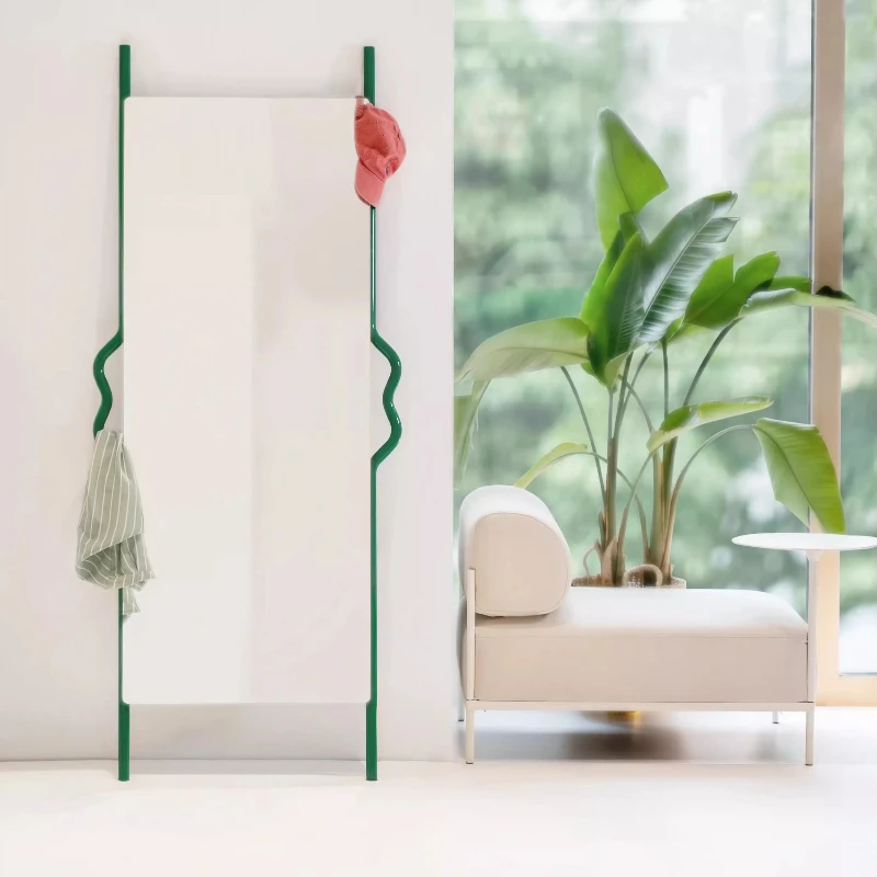 Minimalist creative full-body mirror living room niche square high definition wall-to-wall floor mirror cloakroom household