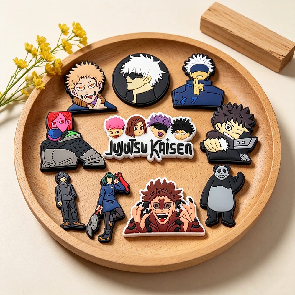 10pcs Jujutsu Kaisen Cartoon Anime Shoe Charms Cool Boy Design for Clogs Sandals Decorative Accessories Perfect Friend Gift