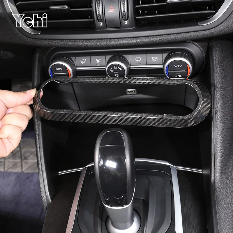 Real Carbon Fiber For Alfa Romeo Stelvio Giulia 2017-2021 Car Air Conditioning Volume Knob Decorative Frame Car Accessories