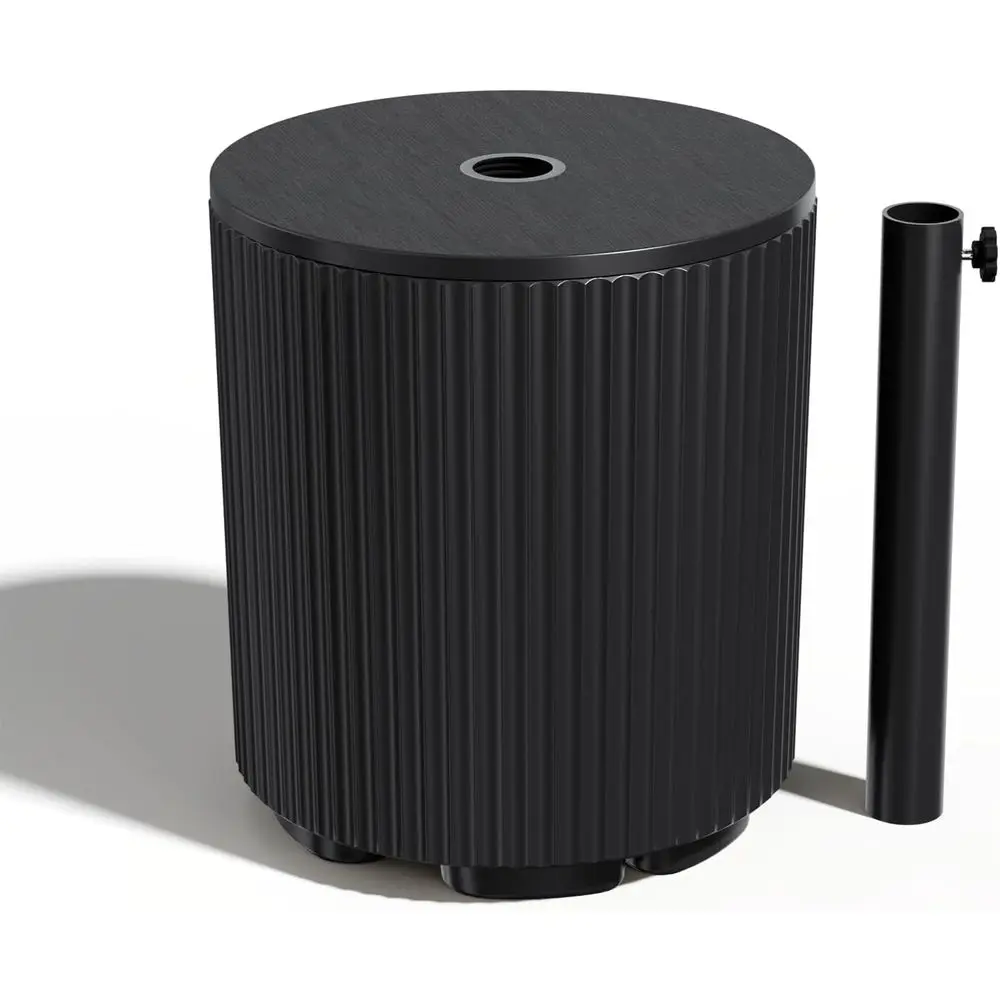 

Patio Side Table with Umbrella Hole, 11.5 Gallon Umbrella Stand, Suitable for Center Pole Umbrellas with Pole Diameter from 1.5-