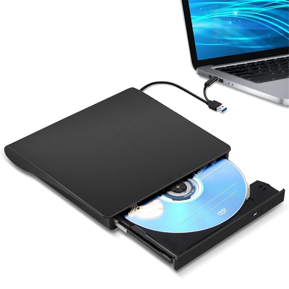 ABDX-CD DVD externo +/-RW Drive, USB 3.0 e USB-C portátil CD e DVD ROM Burner Player Reader Writer Rewriter Disc