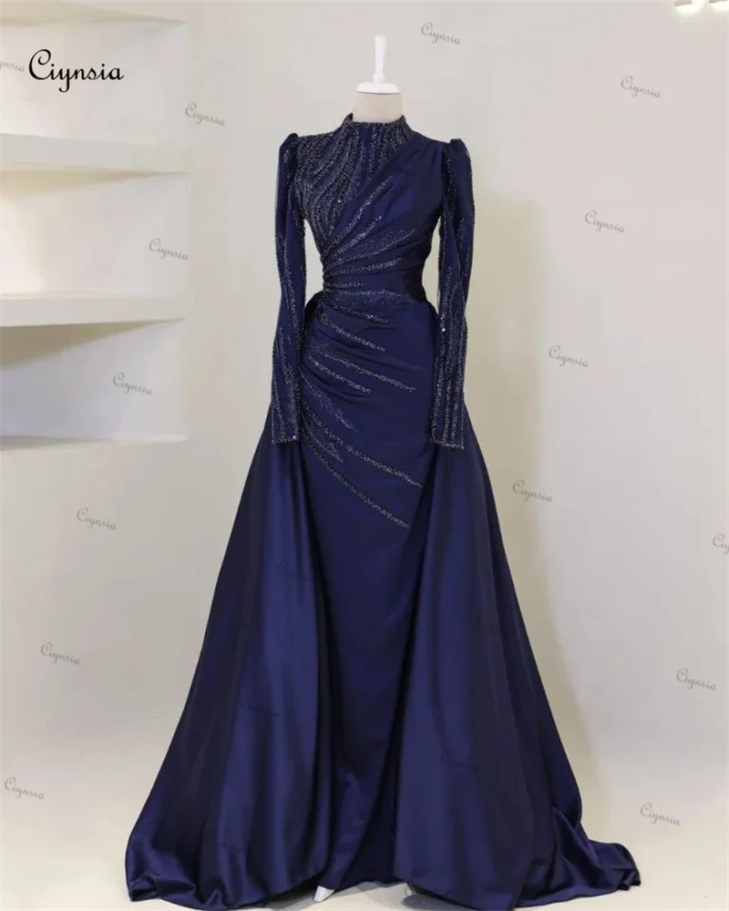 elegant prom dresses for hijabis Elegant Long Sleeve Wedding Dresses For Timeless Sophistication COCOMELODY CW3453CR main image 0