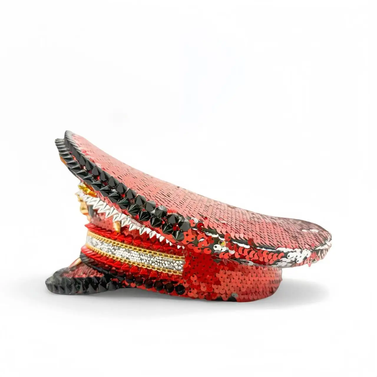 หมวกแฟนซีงานเทศกาลดนตรีหงหลวน หมวกกัปตันประดับเพชรสำหรับงานคาร์นิวัล ผู้หญิง คอสเพลย์ เครื่องประดับสำหรับผู้หญิง