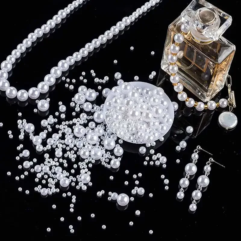 10-1000Pcs Imitation Pearl Beads With Hole 3-16mm Round Loose Spacer Beads Craft Acrylic Bead For DIY Bracelet Jewelry Making