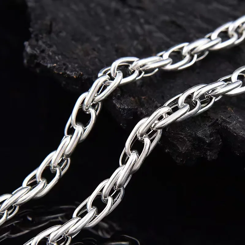 Vintage Gothic Punk Male S925 Sterling Silver Chains Necklaces for Men Hip Hop Birthday Party Jewelry Accessories Free Shipping