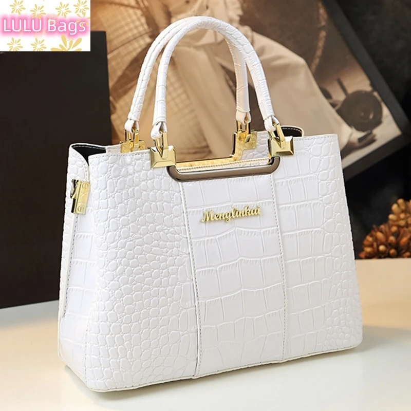 

Genuine Leather Women Handbags Luxury Fashion Brand Crocodile Pattern Lady Portable Tote Bag Shoulder Crossbody Bags For Women