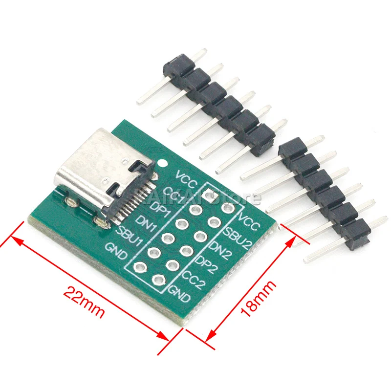 1PCS USB TYPE-C to DIP PCB Connector Pinboard Test Board Solder Female Dip Pin Header Adapter