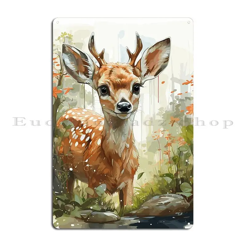 Joyful Fawn In The Beautiful Forest Nature S Masterpiece 1 Metal Sign Bar Cave Plaques Personalized Party Tin Sign Poster