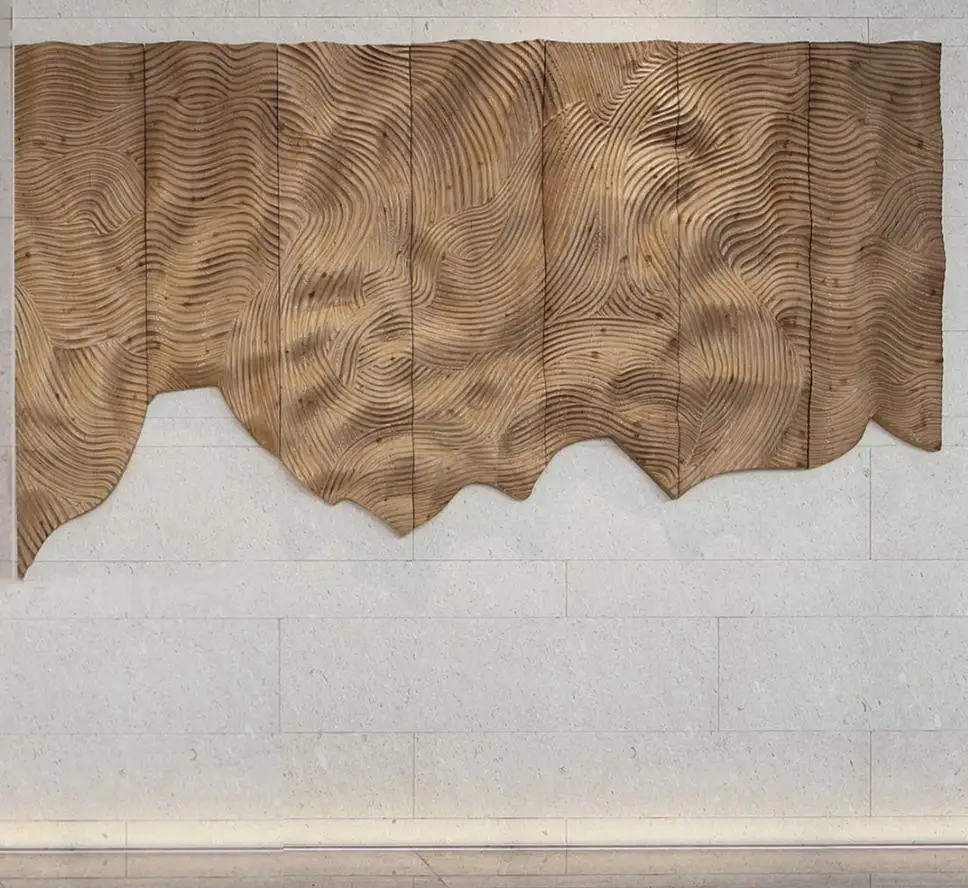 ！@Natural Wood Irregular Carved Wall Art Decoration Panel Modern Textured Surface Home Office