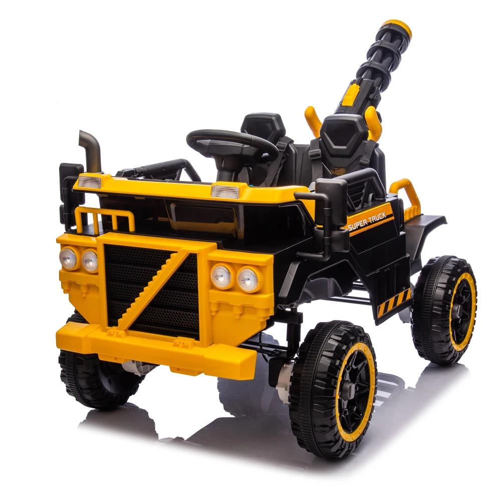 四輪駆動の子供用電動乗用車、広々とした3人乗り、強力な親御さん用リモコン、LEDライト、3段階速度調整可能、3歳以上対象