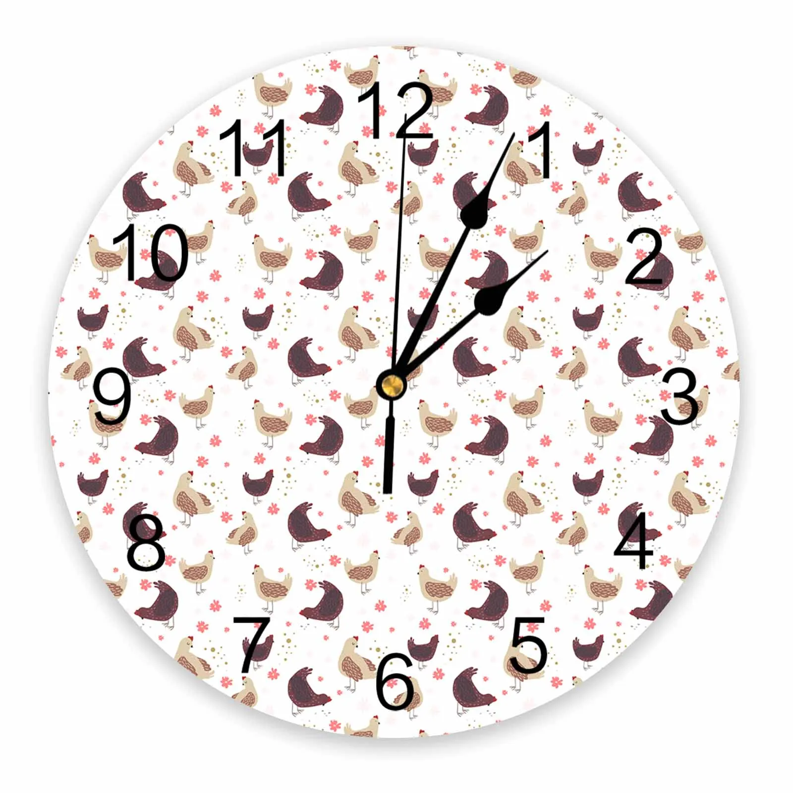 Farm Chicken Animals Flowers PVC Wall Clock Bedroom Decoration Wall Clock Modern Design Home Decore Wall Digital Clock