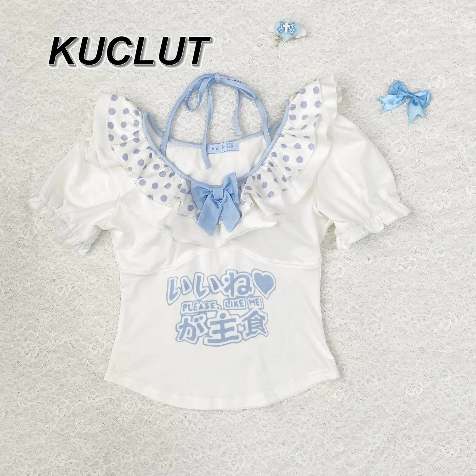 Subculture Japanese Style Short Sleeve Top Polka Dot Lace Bowknot Strap Bowknot Cake Dress Summer Two Piece Sets Womens