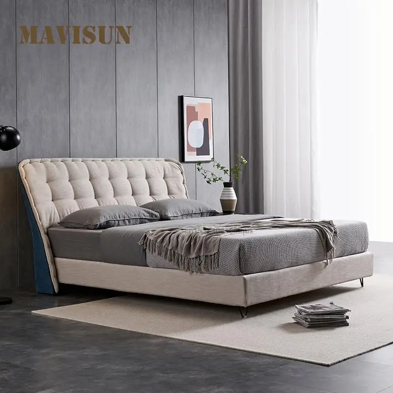 European-American Style Post-Modern Simple Double Bed 180cm Classical Upholstered Wedding Bed For Home Bedroom Hotel Furniture