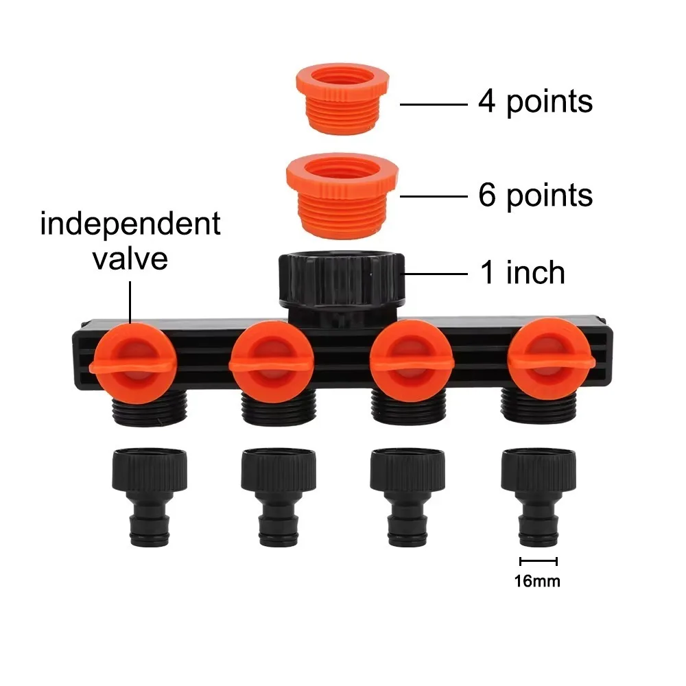 One in Four Valve Splitter Water Pipe Hose Multi-function 4 Way Hose Splitters Garden Accessories Nipple Connector