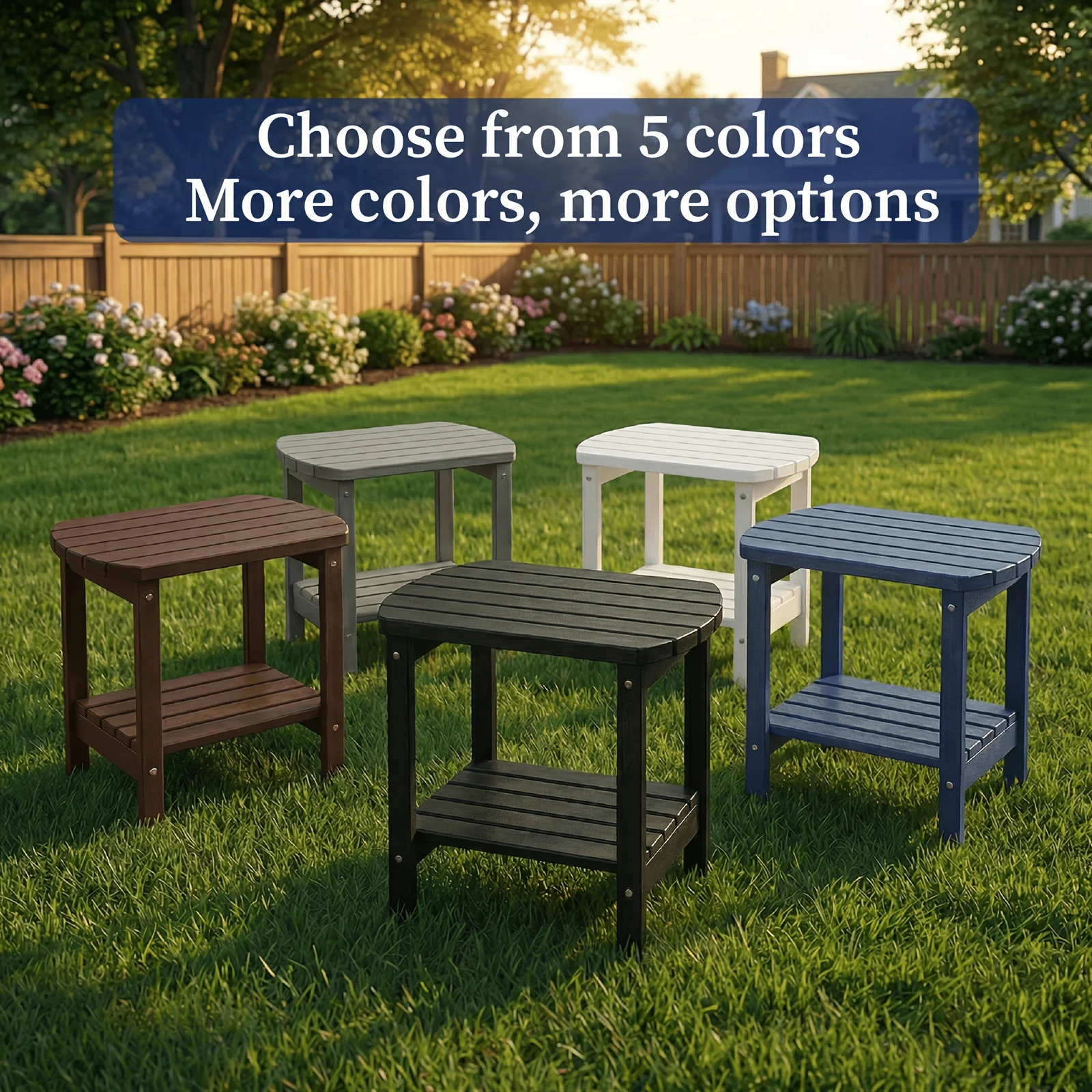 

Adirondack Oval Side Table, HDPE Outdoor Side Tables, Weather Resistant End Table for Patio, Backyard, Pool, Indoor Companion, Beach, Easy Maintenance