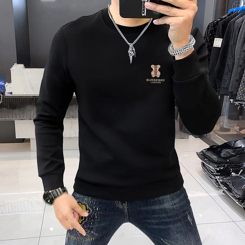 Men's Sweatshirt Hoodie Bear Luxury Brand Minimalist Homme Pullover Warm Velvet Round Neck Tops Fashion Handsome Man Clothing