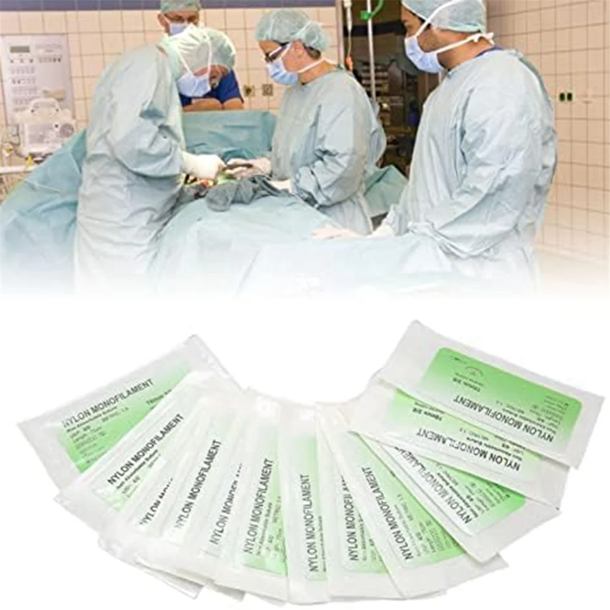 Kit Latihan Menjahit 12 Buah Benang Latihan Menjahit Paket Individu Set Benang Jahit dengan Jarum Melengkung dan Bahan Nilon