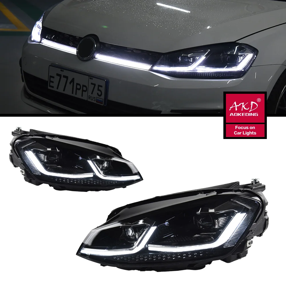 

Headlight For 13-17 Golf 7 MK7 Head lights With Sequential Turn Signal Animation Daytime Projector Lighthouse Facelift