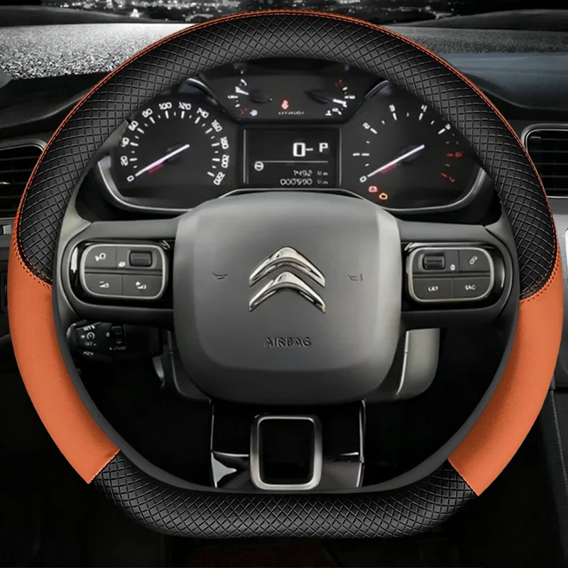 D Type Steering Wheel Cover For Citroen C3 II III 2009 - 2019 2020 C3 AIRCROSS 2017 2018 2019 2020 2021 Berlingo 3 C4 Picasso 2