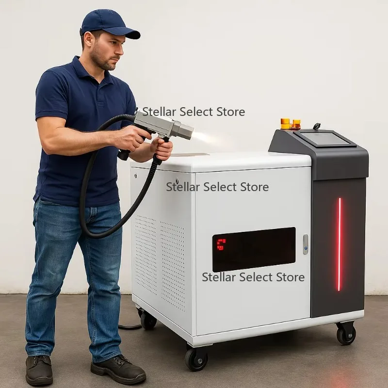 Multi-Functional Cabinet Gray-White 3000W Laser Cleaner with Embedded Toolbox and Detachable Side Toolbox