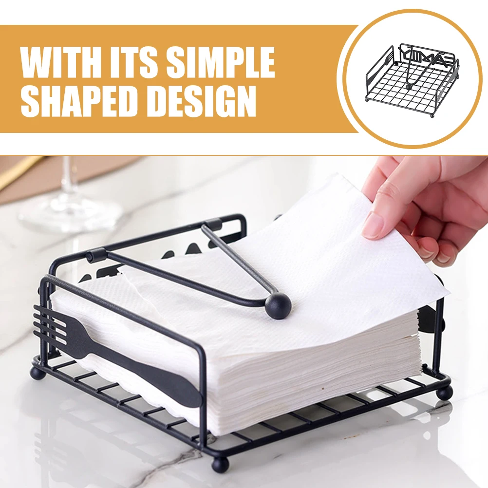 

Iron Square Holder Paper Dispenser Black Metal Restaurant Guest Napkin Holder For Bathroom Kitchen Bathroom Decor