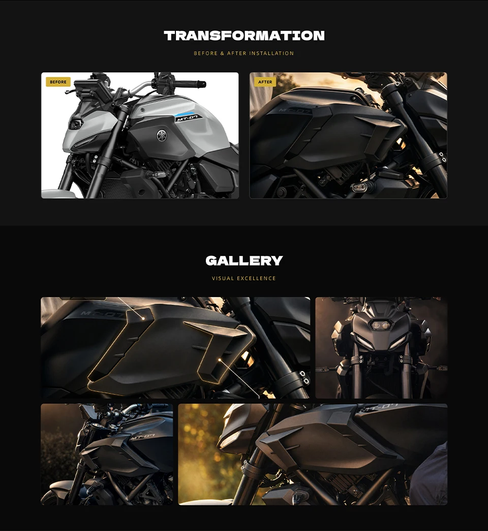

For MT-07 mt07 MT07 2025 2026 Motorcycle Accessories Side Wing Side Spoiler aerodynamic winglet Fixed Wings