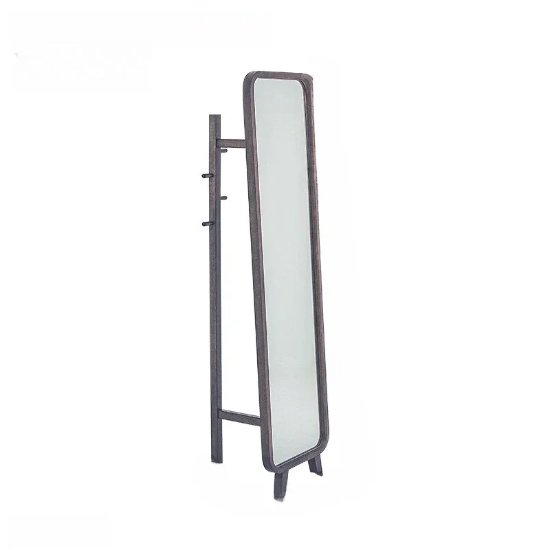 

Solid wood full-body mirror household bedroom fitting mirror multi-functional full-length mirror hanger integrated floor