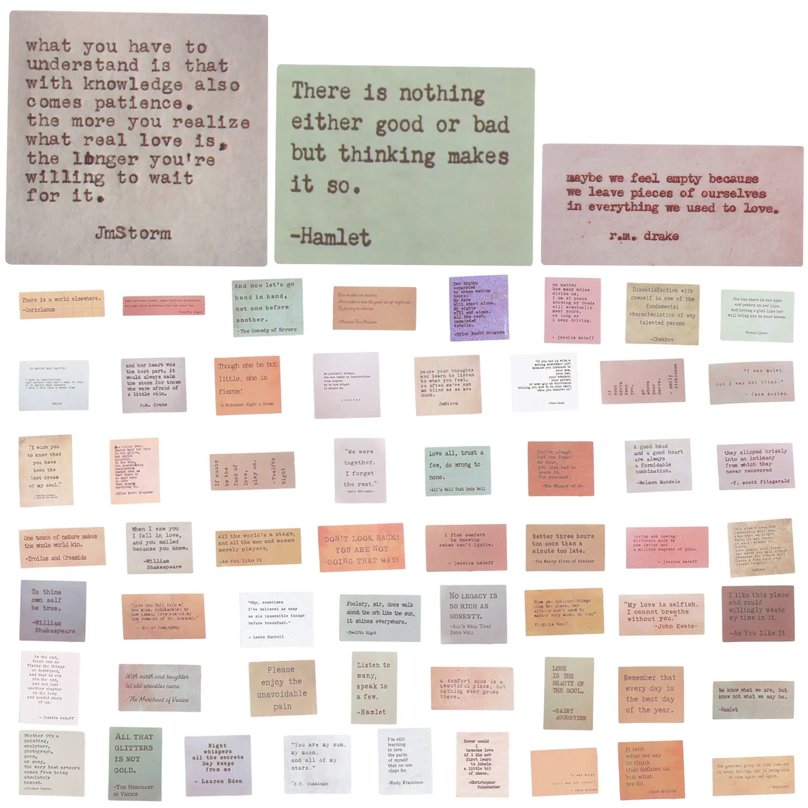 120Pcs Scrapbook Stickers Set Inspirational Quotes Self-Adhesive Premium Paper Planner Journal Envelope Gift Box Decoration