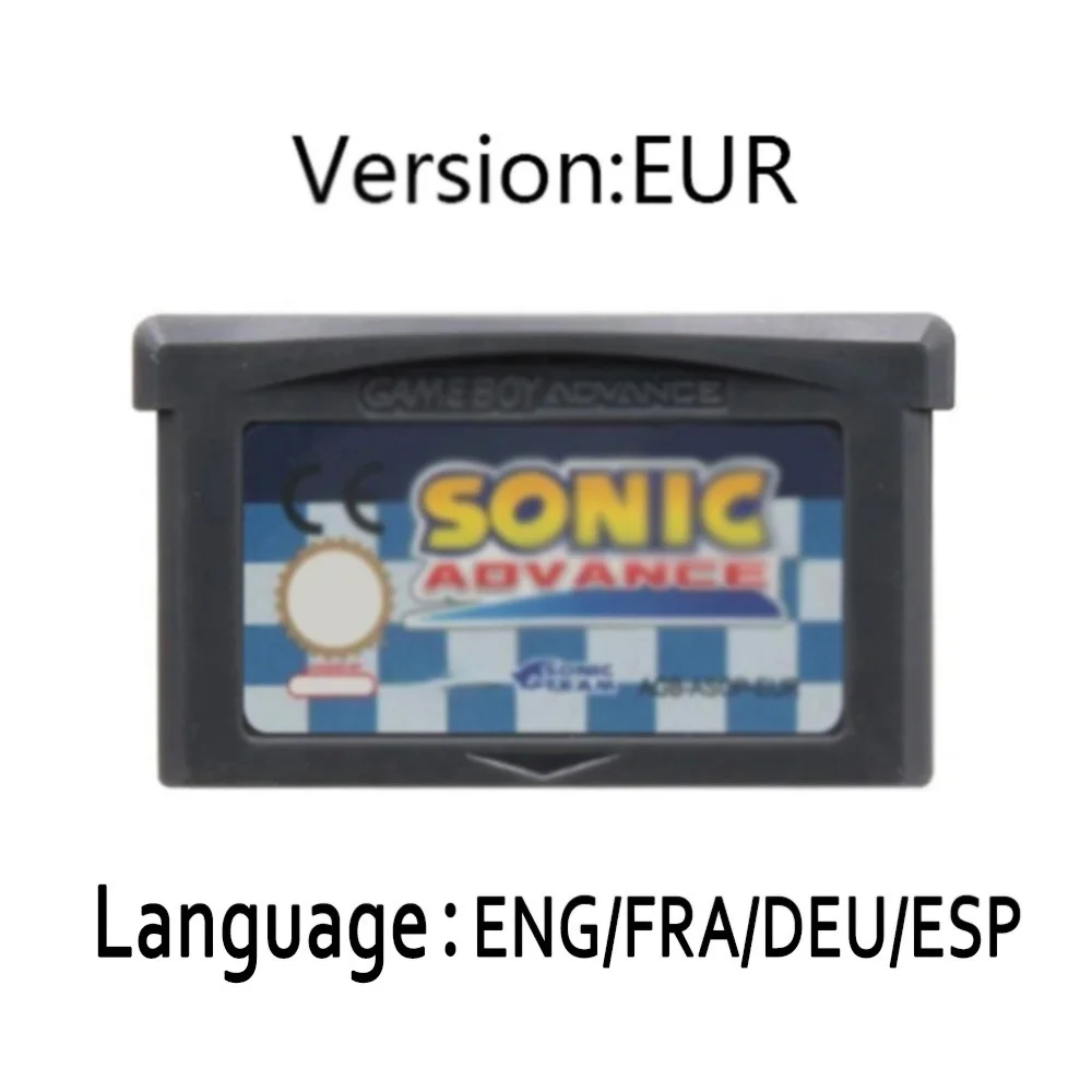 GBA سلسلة 32 بت لعبة فيديو خرطوشة وحدة التحكم بطاقة مسبقة 1 2 3 القنفذ جينيسيس متعدد اللغات