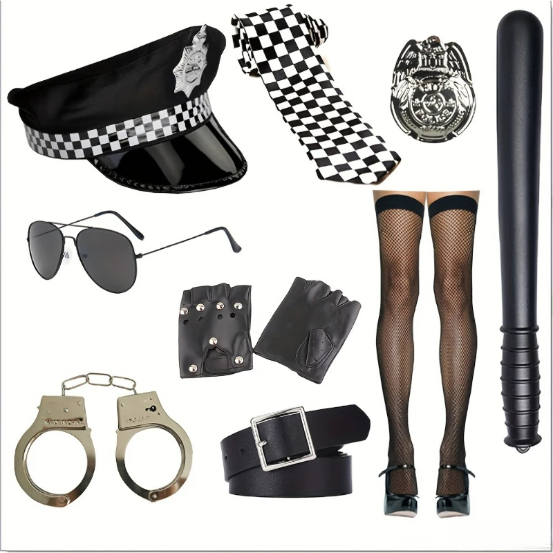 Conjunto de acessórios de 5 peças para fantasia de oficial PESENAR, trajes de festival para festa de Halloween do FBI Swat