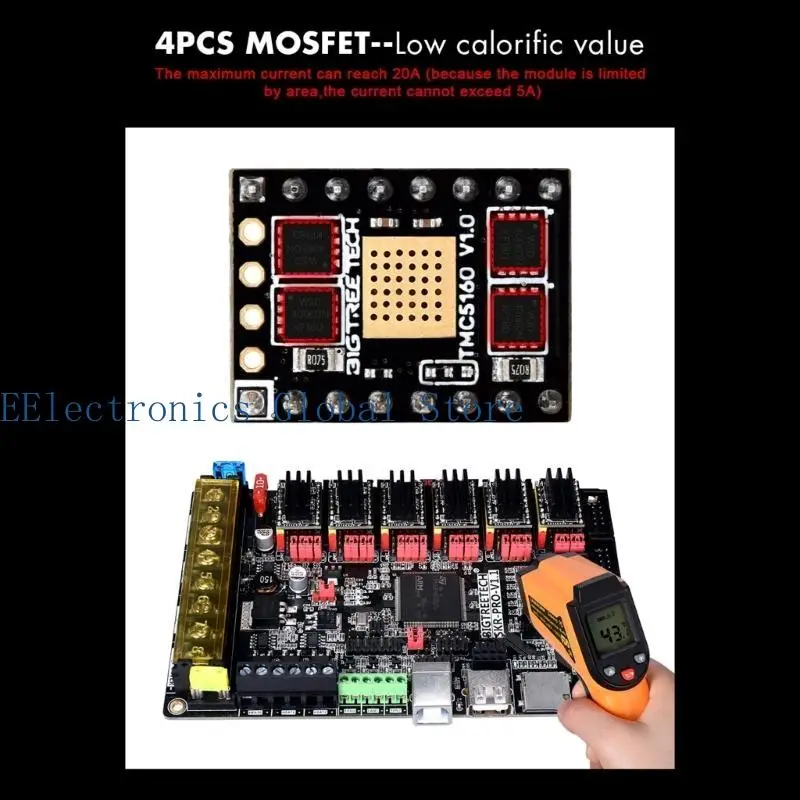 

Драйвер шагового двигателя 462B для 3D-печати TMC5160T V1.0 4V35V HighPower для BTT OctopusSKR V1.4Turbo TMC2209 SKR MiniE3